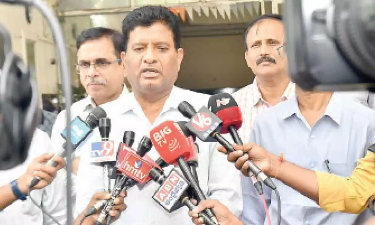 KRMB three chairs membersCommittee from AP and Telangana address the media at Jalasouda in Hyderabad on Friday