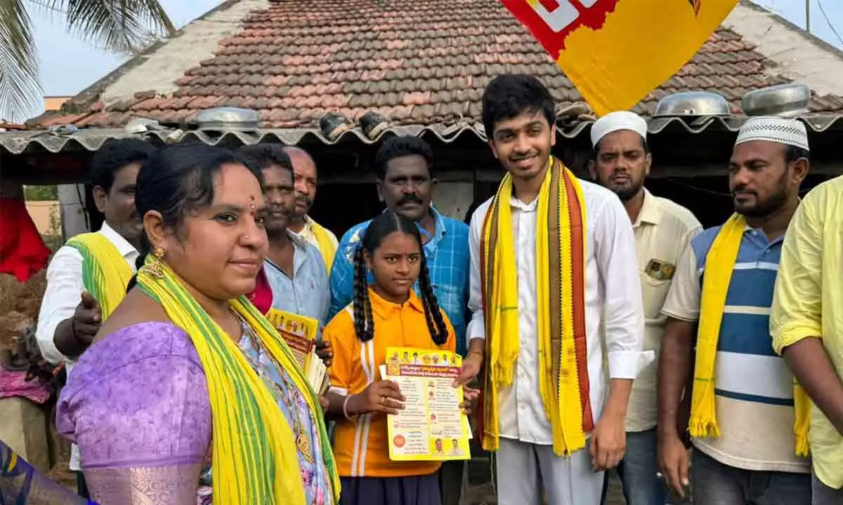 TDP youth leader Vasantha Dhimanth Sai campaigns in Mylavaram
