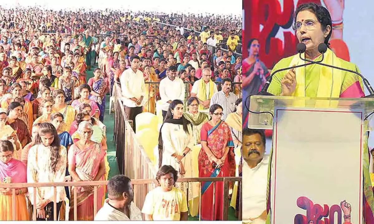 Vijayawada: Bhuvaneswari urges voters to defeat YSRCP govt