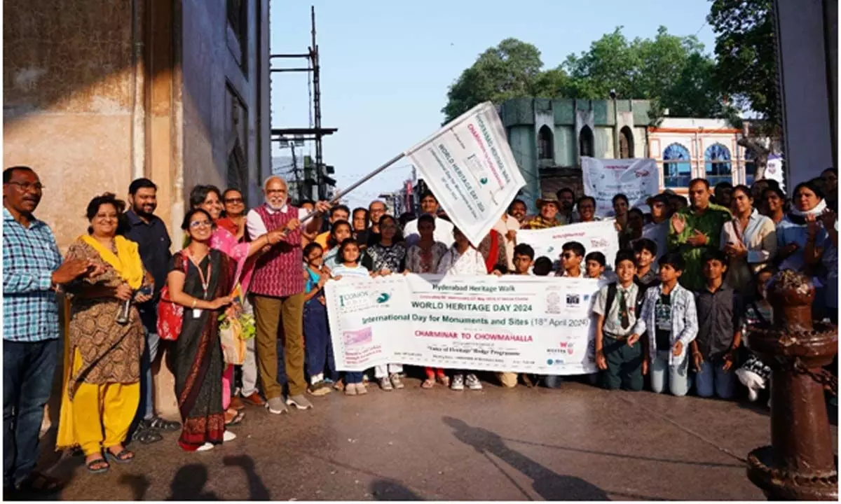 Hyderabad Heritage walk flagged of to commence the World Heritage Day 2024 week celebrations