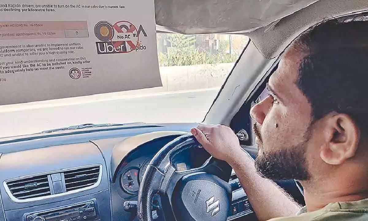 Hyderabad: Unfazed by app aggregators’ threats, cab drivers stick to ‘no AC’ campaign