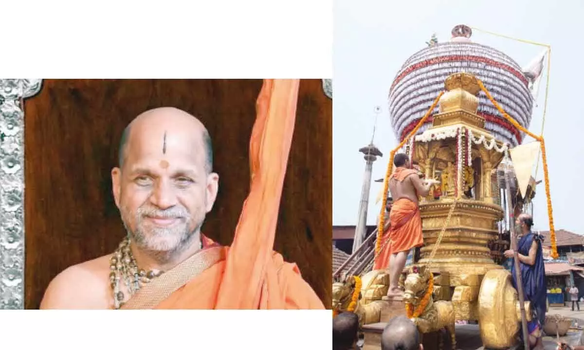 50th anniversary - golden chariot on the cards: Swamiji donates 50 gold coins