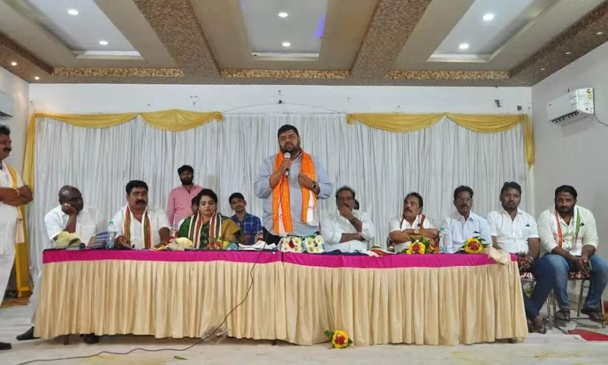 YSRCP west constituency candidate Adari Anand Kumar addressing the Brahmin community in Visakhapatnam on Tuesday