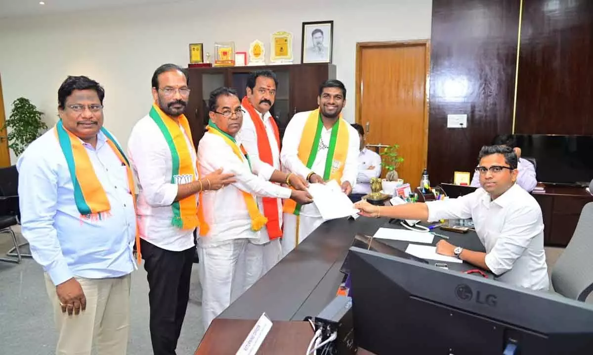 Pothuganti Bharath Prasad filed nomination as Nagar Kurnool Lok Sabha candidate