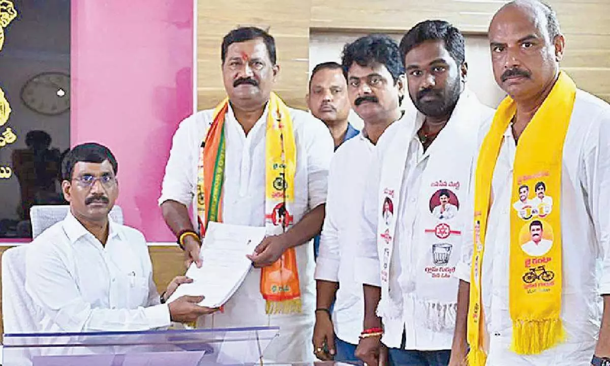 Bheemunipatnam alliance candidate Ganta Srinivasa Rao filed his nomination in Visakhapatnam on Thursday