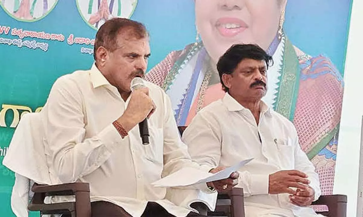 Education Minister Botcha Satyanarayana speaking at a media conference held in Visakhapatnam on Thursday