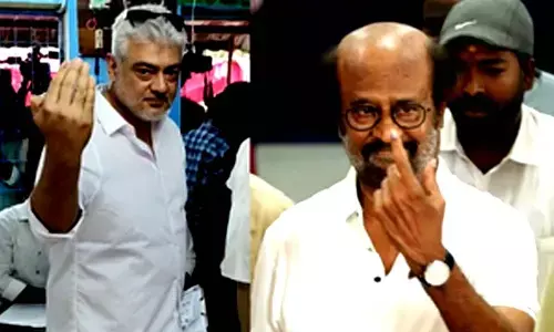 Ajith Kumar shows up to vote 30 minutes before time; Rajini stresses dignity in voting Ajith Kumar shows up to vote 30 minutes before time; Rajini stresses dignity in voting