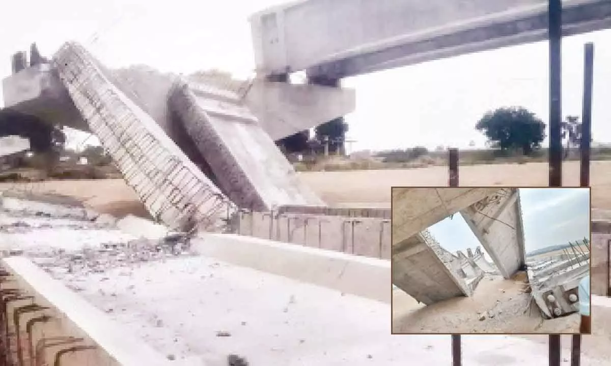 Under-construction bridge collapses in Peddapalli
