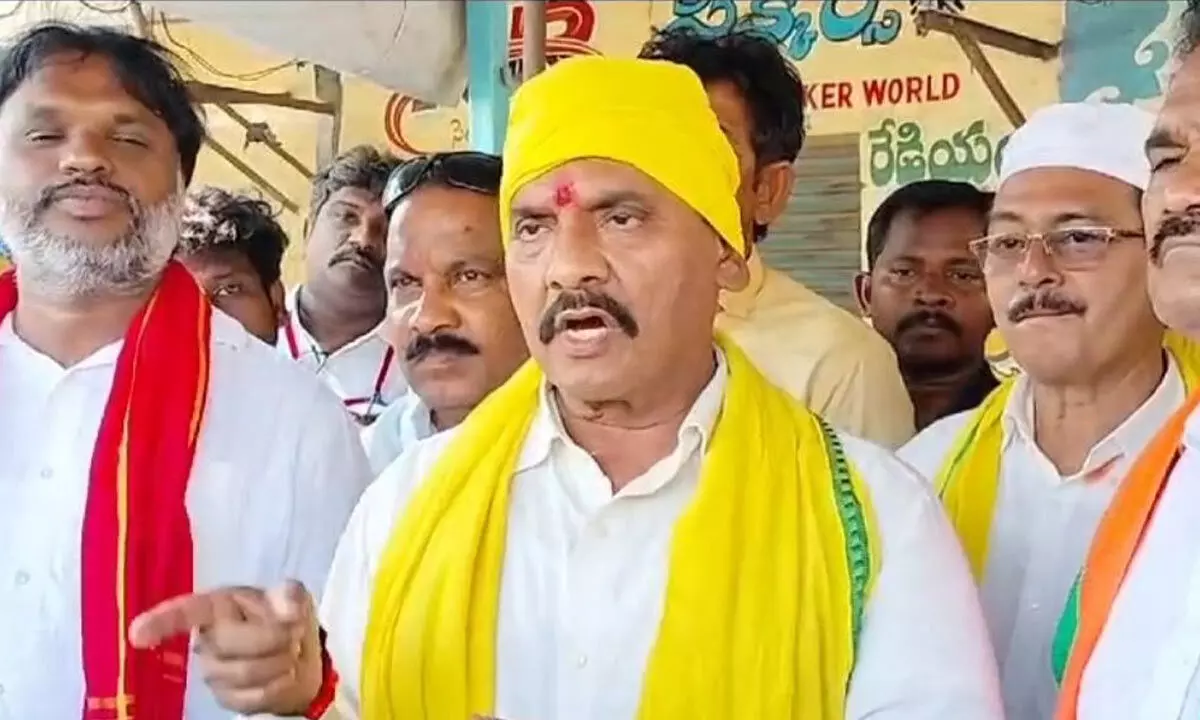 TDP candidate for Chilakaluripet Assembly constituency Prathipati Pulla Rao addressing media after filing nomination in Chilakaluripet on Tuesday