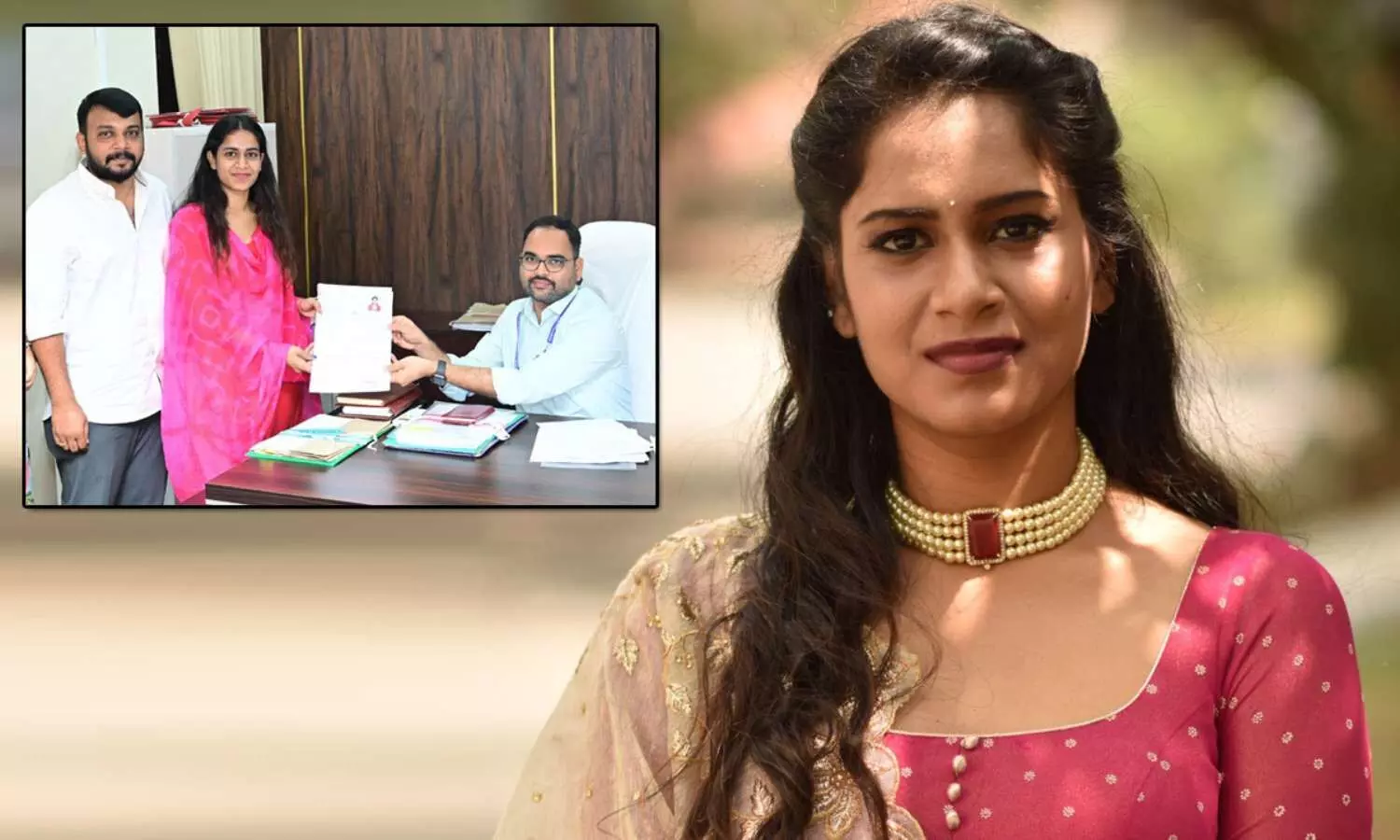 Actress Sahithi Dasari steps into politics, contesting as an independent candidate from Chevella Constituency