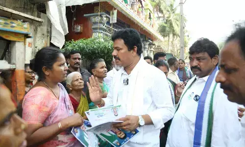 YSR Congress Party MLA candidate KK Raju campaigns in 23rd Ward Priyadarshini Colony