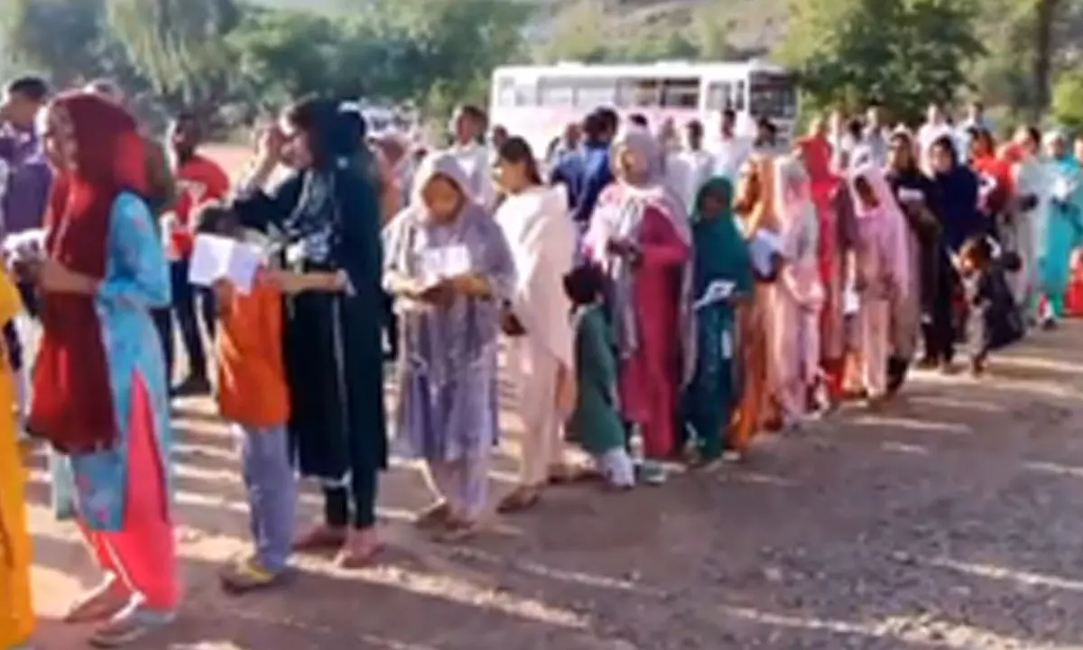 Long queues outside polling booths in Jammu-Reasi LS constituency