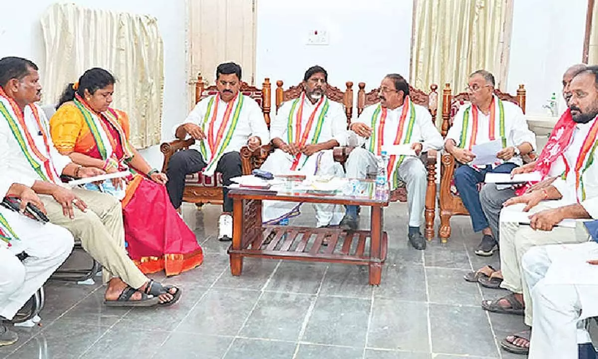 Deputy CM Bhatti Vikramaka speaking to the media along with Ministers and MLAs in Khammam on Monday