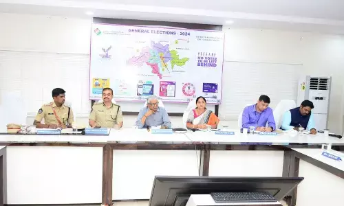 Election observer Deepak Mishra holding a meeting in Rajahmahendravaram on Monday