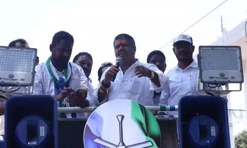 Bheemunipatnam MLA Muttamsetti Srinivasa Rao speaking at a programme in Visakhapatnam on Monday