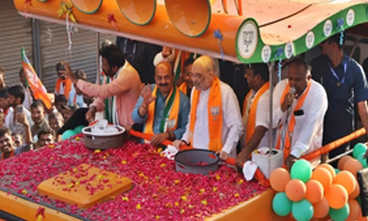 Amit Shah holds massive roadshow in Karnatakas Haveri