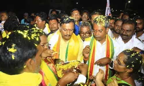 NDA TDP and MP candidates conduct Election Campaign Rally G Kondurolo Town