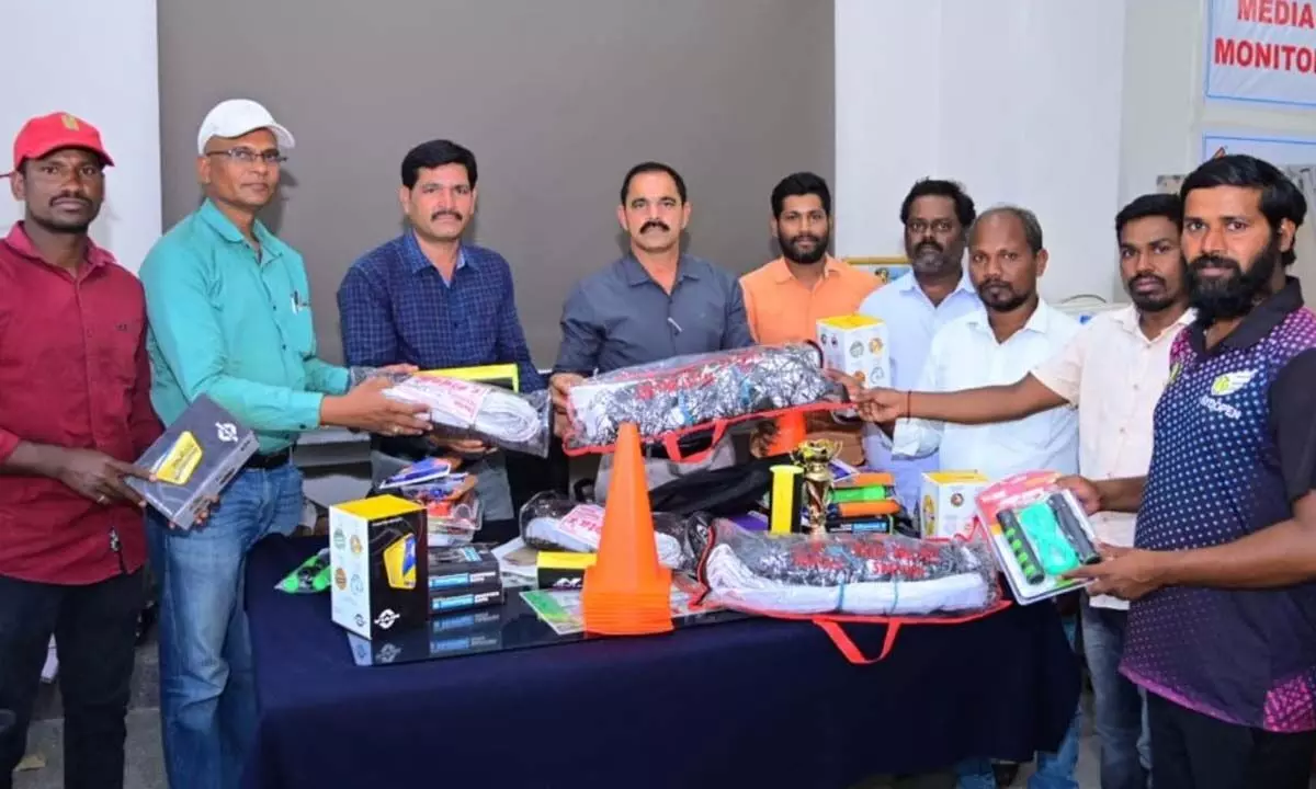 Distribution of Sports Equipment for Summer Sports Training Camps under Collectorate AO Chandrasekhar