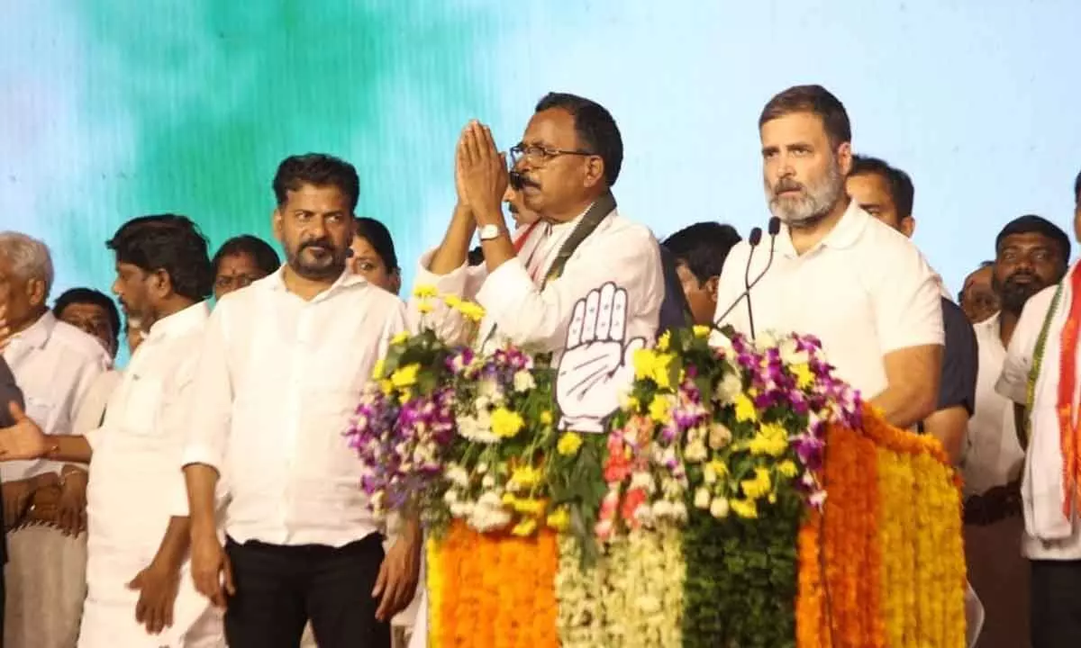 Rahul Gandhi, along with CM Revanth participates in Jana jatara sabha