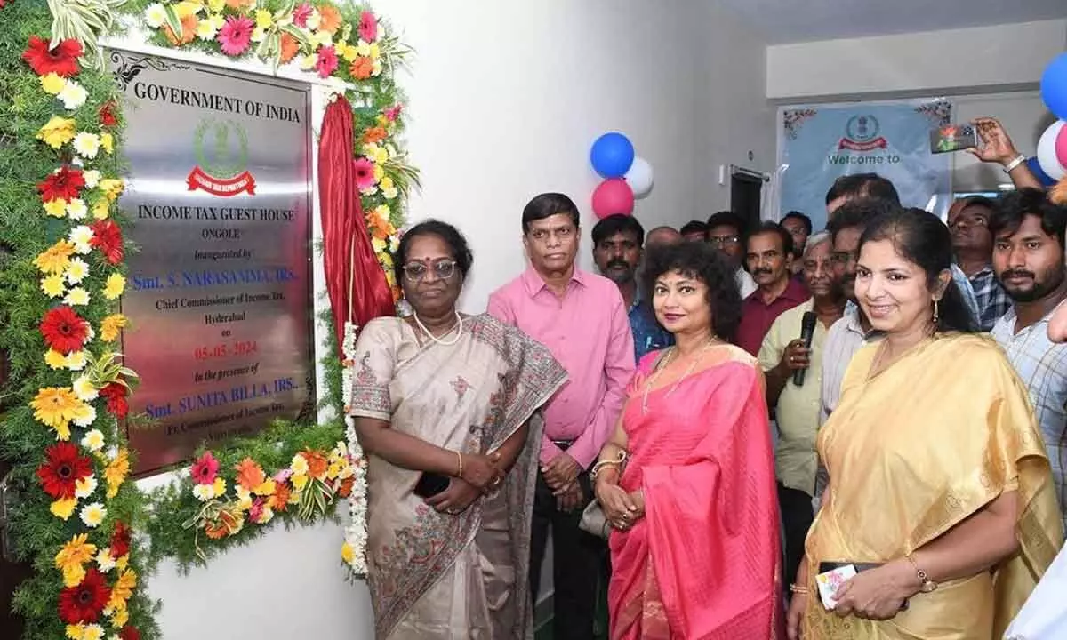 Chief Commissioner of Income Tax S Narasamma inaugurating Guest House for Officers in Ongole on Sunday