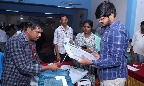 Collector VP Gautham inspecting VVPATs in Khammam  on Sunday.