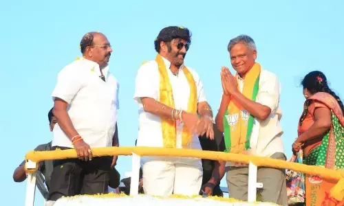 V Varaprasad takes part in bus yatra of TDP MLA Nandamuri Balakrishna in Tirupati Lok Sabha consituency recently