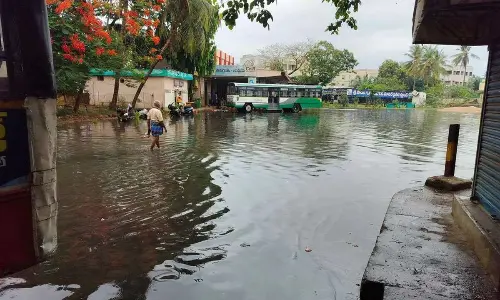 Samarlakota bus stand in the joint East Godavari district drowned due to rain on Tuesday