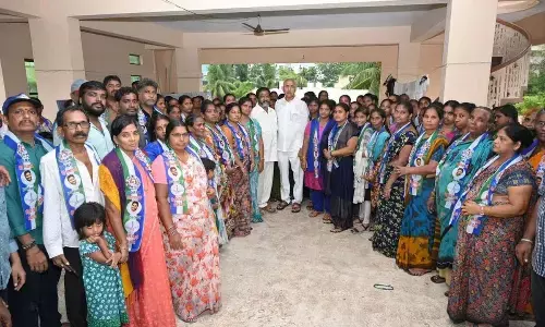 TDP, JSP leaders joining YSRCP in the presence of Minister Ch Srinivasa Venugopala Krishna on Tuesday