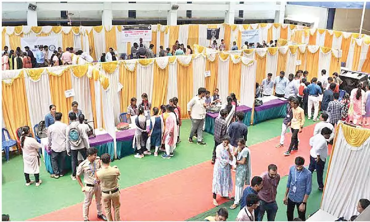 Students exhibited various models at the open house at NSTL in Visakhapatnam on Thursday