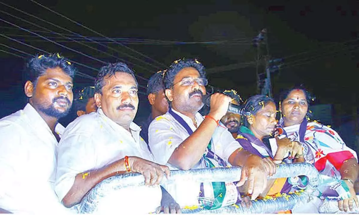 YSRCP Kondapi candidate Dr Audimulapu Suresh conducting campaign in Kandulur of Tangutur mandal on Thursday