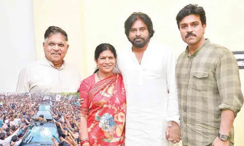 Rajamahendravaram: Ram Charan, Surekha meet Pawan at Pithapuram