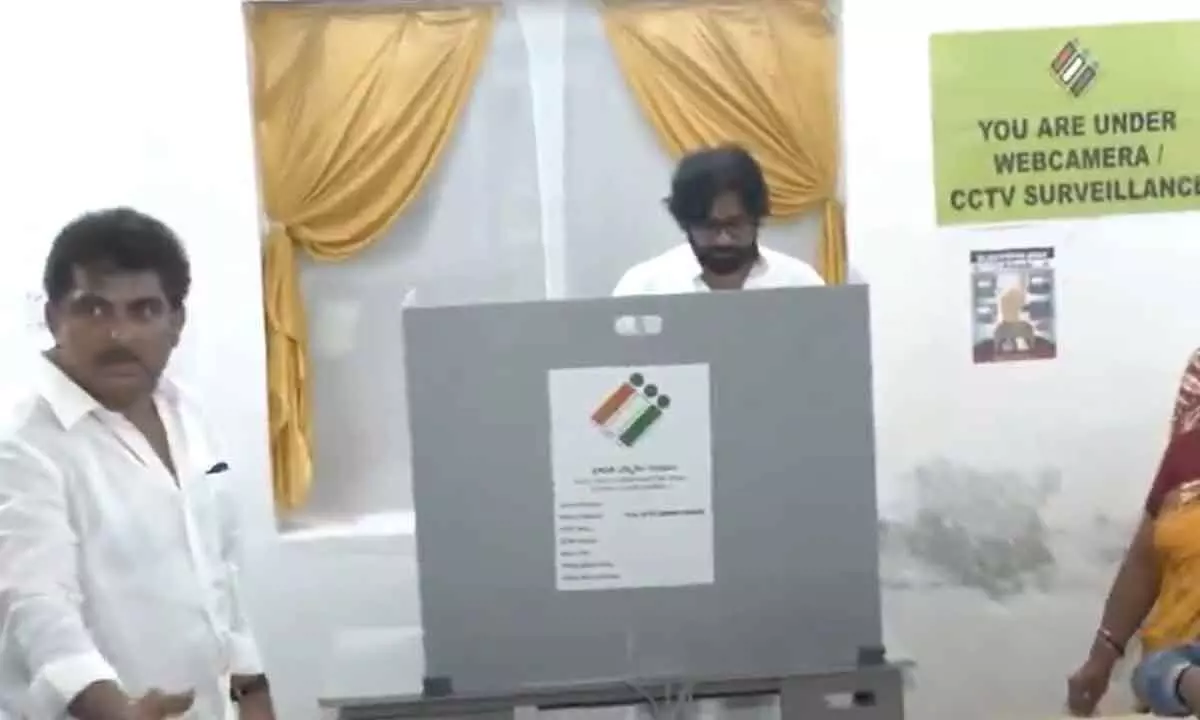 Pawan Kalyan exercises his vote in Mangalagiri