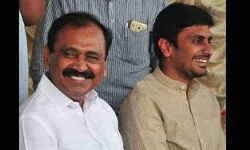 Tirupati MLA and TTD chairman Bhumana Karunakar Reddy and his son, YSRCP MLA candidate Abhinay Reddy casted their votes at Thimminaidu palem SC polling booths in the city.