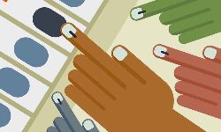 Women formed a long queue in Bapatla to cast their vote