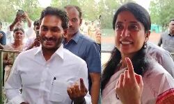 CM YS Jagan Mohan Reddy along with his spouse Bharati cast their vote at Pulivendula