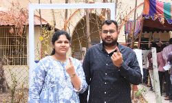 Kurnool: Commissioner of Kurnool Municipal Corporation, A Bhargav Teja along with his wife franchised his vote