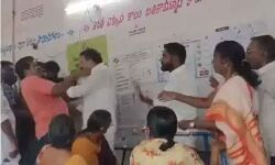 TDP demands arrest of MLA Sivakumar Reddy for attacking a voter who asked him to stand in queue. Naidu spoke to SP on this and all other incidents of violence in Palnadu