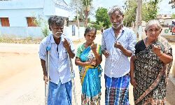 People from Leprosy Coloney of Amancharla village in Venkatachalam village of Sarvepalle Constituency exercise their voting right at Amancharla village despite facing Social Stigma.