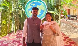 Kadapa Municipal Commissioner G Surya Sai Praveen Chand and his wife exercised their precious right to vote in polling booth 67 of Gandhinagar Municipal High School in Kadapa city.