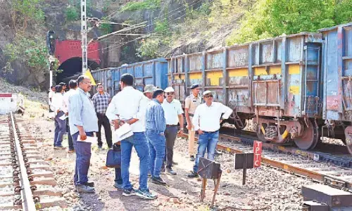 DRM of Waltair Saurabh Prasad inspecting points and crossing at Sivalingapuram