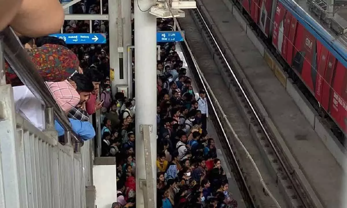 Huge Rush in Hyderabad Metro Trains as Voters Return after polling