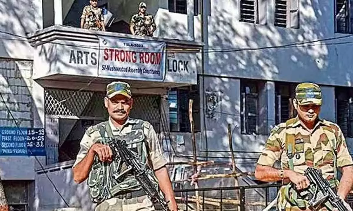 High security set up at Strong Rooms as Loksabha Polls Conclude in Telangana