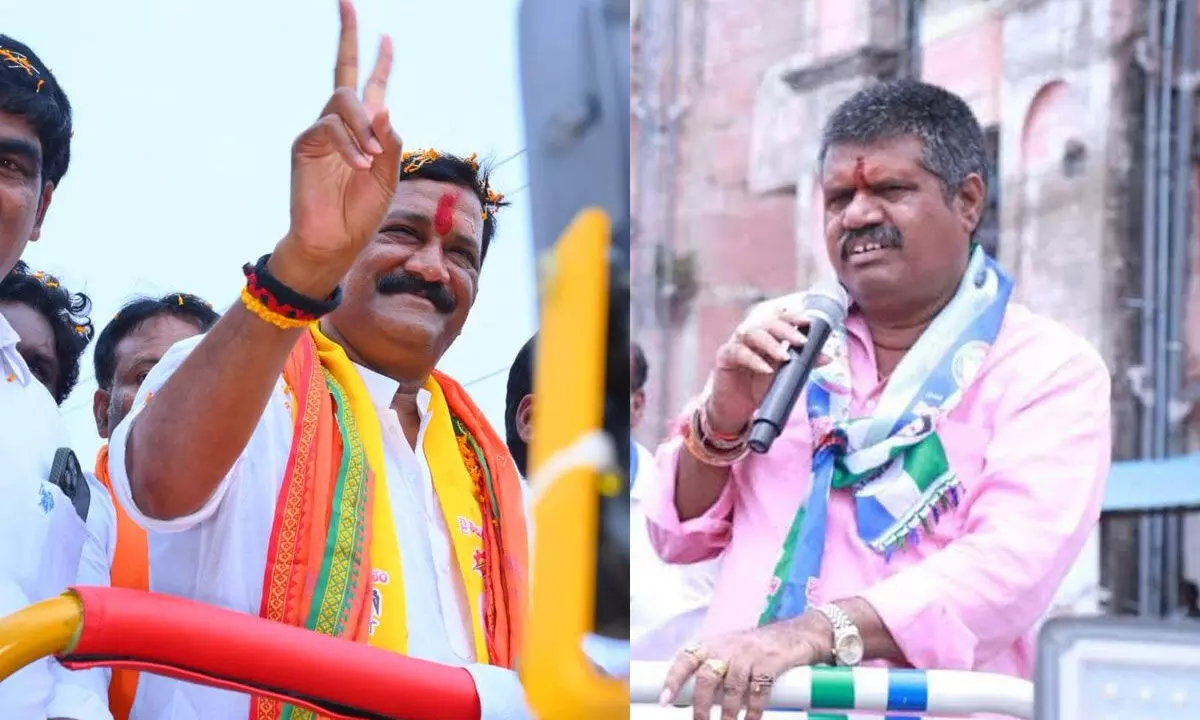 YSRCP Bheemili candidate Muttamsetti Srinivasa Rao and Alliance Bheemili candidate Ganta Srinivasa Rao.
