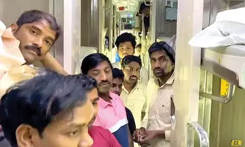 Passengers travelling on the NED-VSKP superfast express on Monday