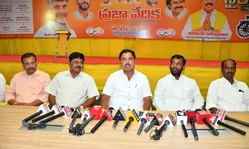 NDA MLA candidate Amilineni Surendra Babu speaking to the media in Kalyandurg on Tuesday