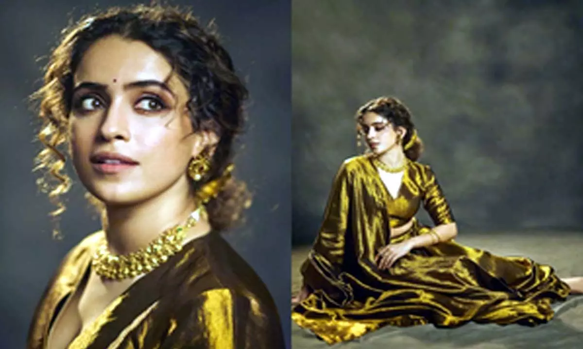 Sanya Malhotra exudes elegance in golden lehenga, ethnic jewellery, & winged eyeliner