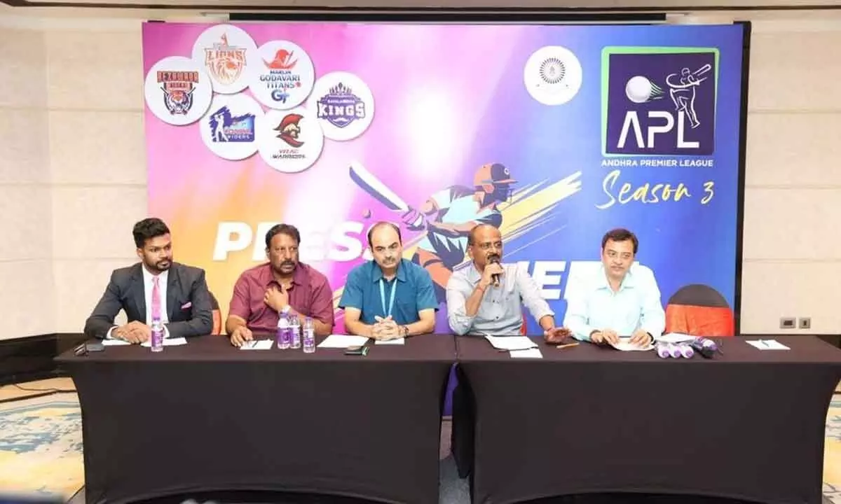 Andhra Cricket Association (ACA) secretary S R Gopinath Reddy addressing the media in Visakhapatnam on Thursday