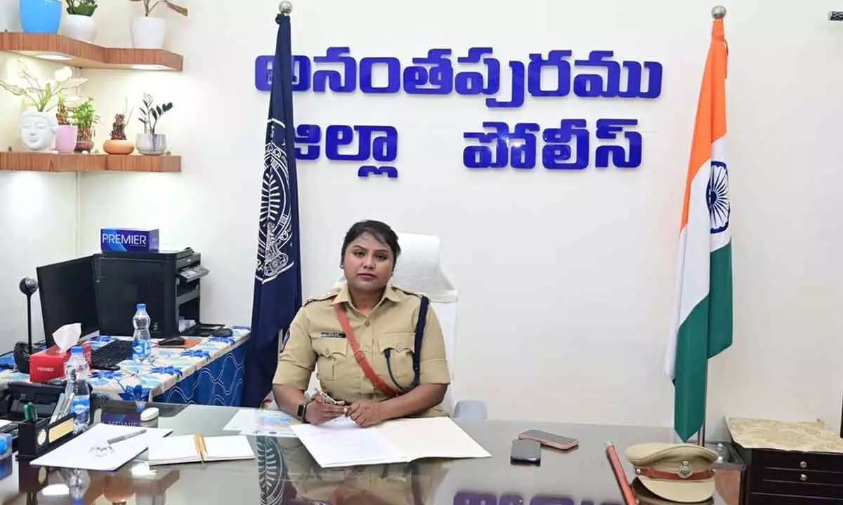 Gowthami Sali taking charge as the district SP in Anantapur  on Sunday