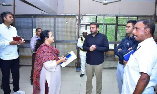 Joint Collector Ketan Garg inspecting counting centres at JNTUA campus in Anantapur on Sunday