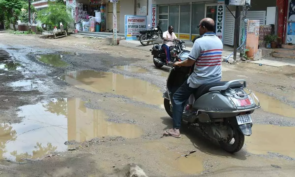 Hyderabad: Rain-battered roads give a torrid time for motorists